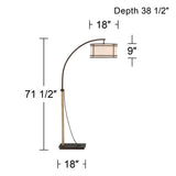 Franklin Iron Works Gentry Industrial Rustic Farmhouse Arc Floor Lamp 71 1/2" Tall Oil Rubbed Bronze 2-Light Oatmeal Fabric Drum Shade for Living Room Reading Bedroom Office House Home Decor