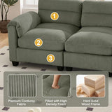 HAOMARKETS 135” Modular Sectional L Shaped Corner Sofa with Movable Ottoman
