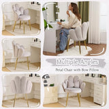 VINGLI Petal Makeup Vanity Chair with Back,Flower Cute Girls Desk Chair