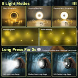 L LOHAS LED Camping String Lights, 4 in 1 Quick Recovery Waterproof Outdoor Tent Lights, 32.8FT with 8 Lighting Modes, Camping Essentials for Yard, Tent, Hiking, Patio, and Holiday Decoration