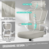 BESTFAIR High Back Ergonomic Office Chair, Breathable Mesh Desk Chair with Lumbar Support, Adjustable Headrest (LightGray, 1Pack)