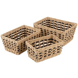 OIAHOMY Wicker Storage Baskets, Paper Rope Shelf Bins, Decortive Baskets for Organizing, Set of 3-Yellow & Black