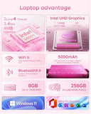2026 Pink Laptop, Pentium Gold 6500Y Processor(Up to 3.4 GHz),8GB RAM 256GB SSD,15.6 Inch FHD IPS Display