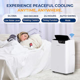 SereneLife 14000 BTU Portable Air Conditioner 4-in-1 with Heating - Compact Standing Air Conditioner for Room Up to 400 Sq. Ft. Floor AC Unit with Remote Control - Universal Casters, Window Mount Kit