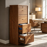 4-Drawer Vertical File Cabinet with Lock, Wood Finish