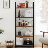 DUMOS 5 Tiers Bookshelf, Classical Modern Book Shelf, Tall Display Shelves in Living Room/Home/Office, Rustic Brown