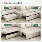 HONBAY Modular Sectional Sleeper Sofa with Pull Out Bed