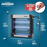 Flowtron Indoor Bug Zapper: 3000V Electric Insect Killer & Mosquito Trap - 300 Sq Ft Coverage - 12W Dual UV Light Fly Zapper for Kitchen, Bedroom, RV & Restaurant - Safe Gnat & Moth Killer