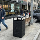 Commercial Trash Can with Lid, Heavy Duty Waste Container with Stone Panels,Removable Metal Inner Bucket