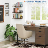 Floating Book Shelves for Wall Set of 3, 17 x 8 Inch Deep Wooden Wall Bookshelf for Bedroom Office