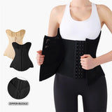 Waist Cincher for Women Shapewear Workout Girdle Tummy Control Shaper Slimming Waist Trainer Corset with Zipper (Black, Large)