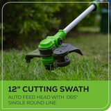 Greenworks 24V 12" Cordless String Trimmer/Edger (Gen 2), 2.0Ah Battery and Charger Included