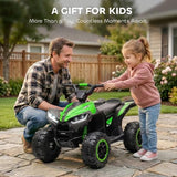 Aosom 12V Kids ATV Quad Car with Forward & Backward Function, Four Wheeler for Kids with Wear-Resistant Wheels, Music, Up to 3.7 MPH, Electric Ride-on ATV for Toddlers Ages 3+ Years Old, Green
