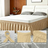 ANARACHON Full Bed Skirt, Elastic Wrap Around Bed Skirt Full Size, Bed Skirts for Adjustable Bed, Easy Fit with 14" Drop Length Tailored Drop Dust Ruffle (Gold)