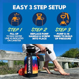 SUN NINJA Portable Shower, Camping Shower with 7 Mode Shower Head, Neoprene Cover Helps Keep Water Warm, High Pressure Hose, Easy to Carry (Black, 1.3 Gallon)