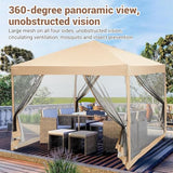 10x10ft Pop-Up Canopy, Outdoor Screen Tent with Mesh Mosquito Netting Sidewalls, Waterproof & UV-Block Shade Shelter for Camping, Picnic, Deck & Backyard Events