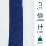 Sunnydaze Extra Large Quilted Hammock with Spreader Bars - 2-Person Hammock for Outside - Blue and White Stripe