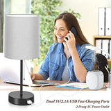 Table Lamps Set of 2 with 2 USB & AC Outlet, Bedside Nightstand Lamps for Bedroom Living Room Kid’s Room