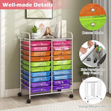 Rolling Cart with 20 Drawers, 20 Tiers Multicolor Trolley, Drawer Bin Carts with 2 Lockable Wheels