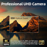 4K Conference Room Camera, PTZ Camera 20X Optical Zoom with IP/USB3.0/HDMI/RS232/RS485 for IP Live Streaming Video Conference