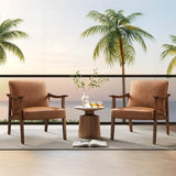 Yaheetech Faux Leather Accent Chair, Mid-Century Modern Armchair with Solid Wood Legs, Reading Leisure Chair with High Back