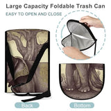 YHNNH Car Trash Can Asian Elephant with Tree Car Trash Bag with Cover and Waterproof Bin for Cars