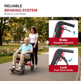 Wheelchairs for Adults Transport Chair Lightweight Foldable with Telescopic Handle, 17-Inch Seat Width Portable Folding Travel Wheel Chairs for Seniors (June Updated Version)