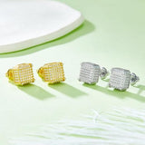 S925 Silver Hip-Hop Style Square Diamond Unique Stud Earrings