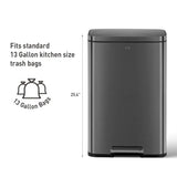 Madison Matte Black Stainless Steel 13.2 Gal/50L Kitchen Step Trash Can or Recycling Bin