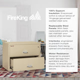 FireKing Lateral 2 Drawer Legal Fire Rated File Cabinet, Parchment