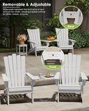 GREENVINES Folding-Adirondack-Chairs-Set-of-2 | HDPE Plastic | Throne Series | Fire Pit Chair | with Connecting Tray | Removable Table | All Weather | for Outdoor Patio Deck Poolside | White