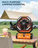 kejector Battery Powered Fan Rechargeable - 24000mAh 3-in-1 Portable Camping Fan with LED Lights, USB C, Auto Oscillating Operated Fan for Tents, Travel, BBQ, Fishing, Home, Office, Camper Essentials
