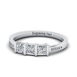 Oseew 1.5 Carat 3 Stone Moissanite Ring for women Wedding Rings for Women Princess Cut Moissanite Engagement Ring (White gold)