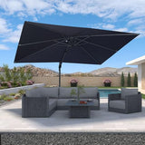 PURPLE LEAF 9' X 12' Left-right Tilt Patio Umbrella Outdoor Cantilever Swivel Rectangle Umbrella with Tilt Aluminum, Navy Blue