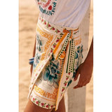 Talakeno Womens Summer Floral Wrap Short Skirt Tie Side High Waist A Line Beach Vacation Boho Mini Skirt(Multicolor,S)