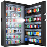 144 Position Key Lock Box Wall Mount with Combination Lock, Anti-theft Heavy Duty Key Safe with Adjustable Racks