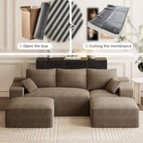 ONEMMLION 108" Oversized Cloud Boneless Couch Modular Sofas, Brown