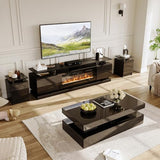 4-Piece Modern Living Room Table Set, Black