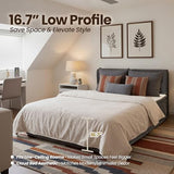 Queen Boneless Bed, Frame & Headboard & Mattress Set, Gray
