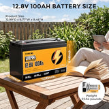 Rvpozwer 12V 100Ah LiFePO4 Lithium Battery 2 Pack Group 31 with 100A BMS