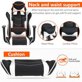 High Back PU Leather Gaming Chair with Headrest & Lumbar Support, Height Adjustable Wide Seat Gamer Chair