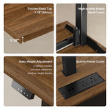 71" Standing Executive Desk with Privacy Panel, Large One-Piece Electric Height Adjustable Stand Up Desk, Black Walnut