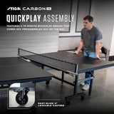 STIGA Carbon Series Indoor Ping Pong Tables with 15mm - 18mm Performance Top, QuickPlay Assembly, Built-in Ball Storage, Foldable Playback Mode & Lockable Casters