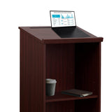 Adir Wooden Podium Stand - Speaking Podium with Storage Shelf, Hostess Stand for Restaurant, Lecture Podium