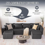 135.4" Modular Boneless Couch, Sectional Couches for Living Room, Darkgrey