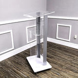 FixtureDisplays® Clear Acrylic Plexiglass Podium Steel Sides Church Pulpit School Lectern