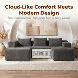 Modular Boneless U-Shaped Couches for Living Room with Side Pockets