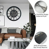 TOPPTIK 27 Inch Moving Gear Wall Clock, Oversized Wall Clocks, Clock Living Room Decor, Solid Wood Frame, Battery Operated, Large Wall Clock with Steampunk Industrial for Fireplace(Black)