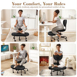 AtHope Ergonomic Cross Legged Office Chair with Wheels - Adjustable Height for Meditation, ADHD Desk & Yoga - Wide Criss Cross Design with Lumbar Support, Kneeling Chair - Upgraded Black