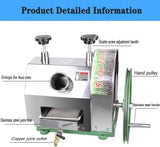 QIUFANGM Manual Sugar Cane Juicer Machine, Stainless Steel Sugar Cane Press, 50kg/h Sugar Cane Juice Squeezer, Sugarcane Press Extractor with Handwheel, for Homes Commercial